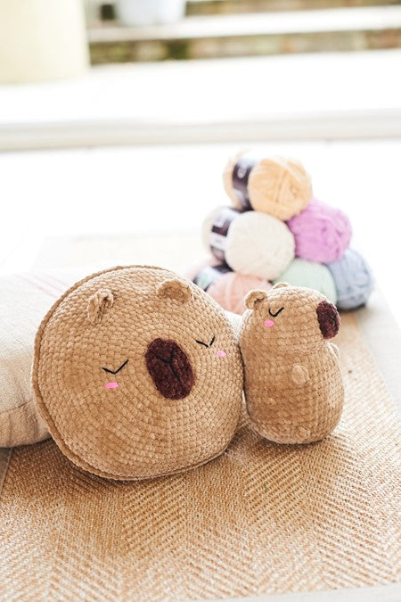 Stylecraft Capybara Plushie and Cushion NEW! Chenille Chunky 10242