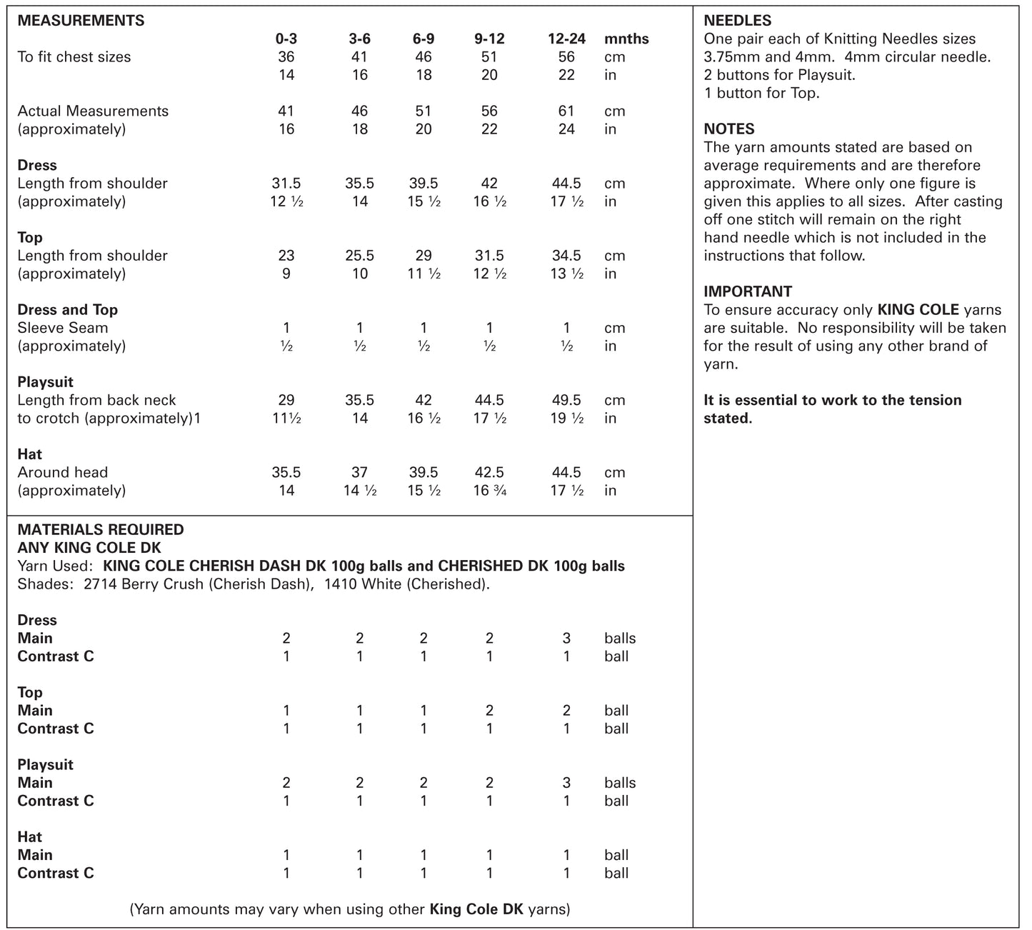 King Cole Baby Set Knitted in King Cole Cherish Dash DK 4901