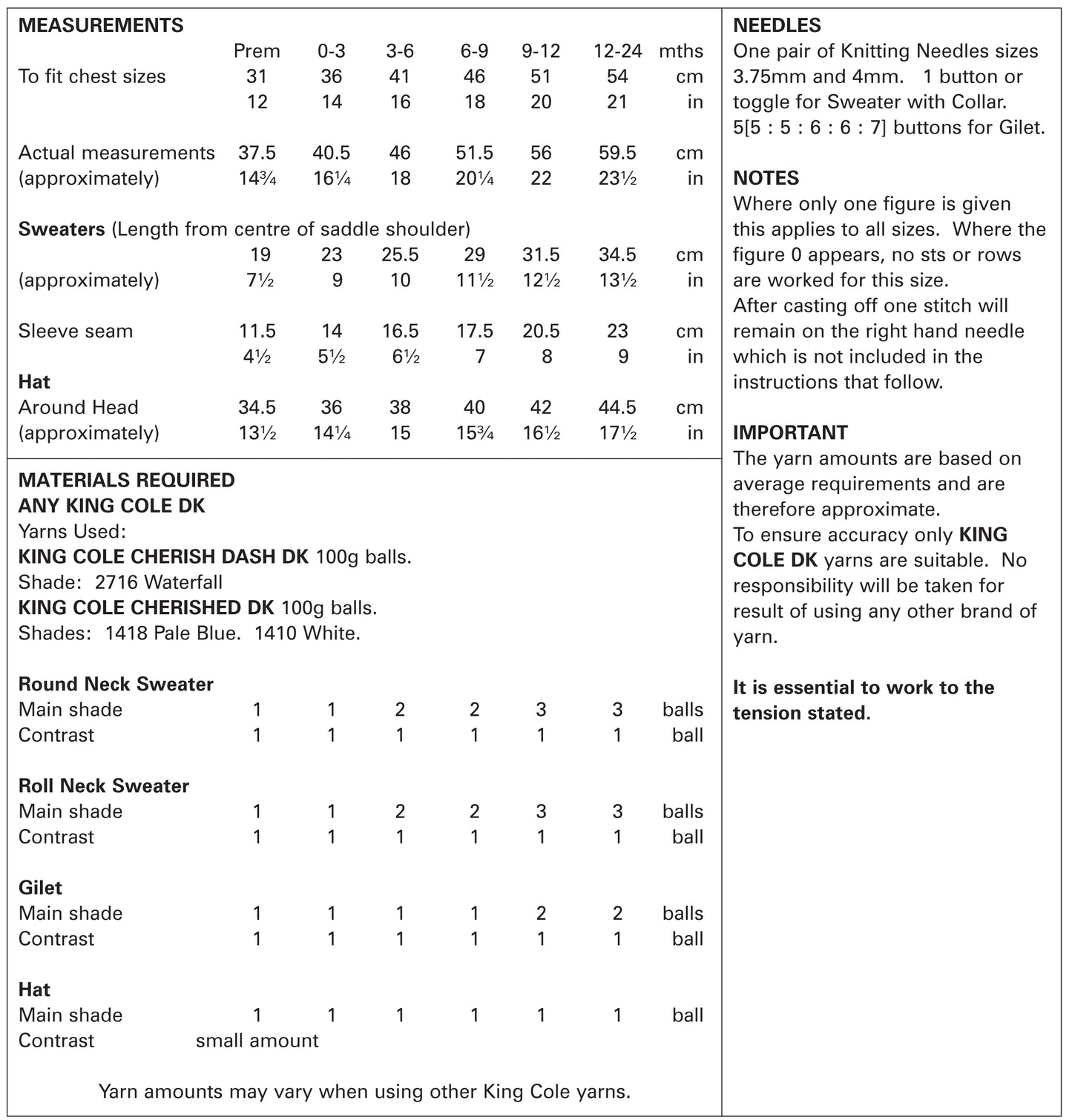 Sweaters, Gilet & Hat Knitted in Cherish Dash DK 5331