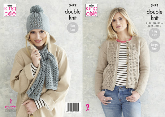 Cardigan, Scarf & Hat Knitted in Subtle Drifter DK 5479