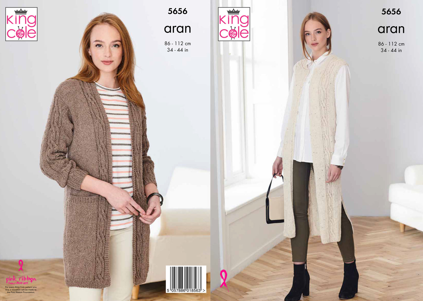 Waistcoat & Jacket Knitted in Forest Aran 5656
