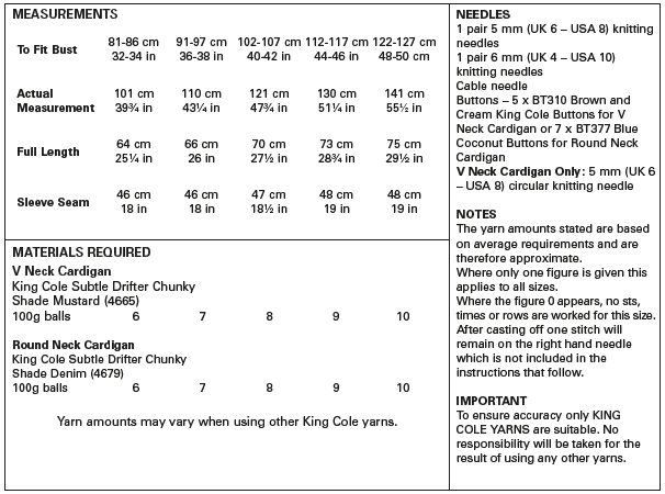 Cardigans Knitted in Subtle Drifter Chunky 5683