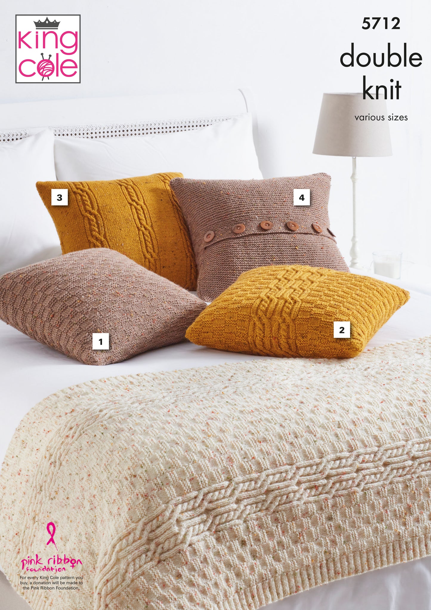 Bed Runner & Cushions Knitted in Big Value Tweed DK 5712
