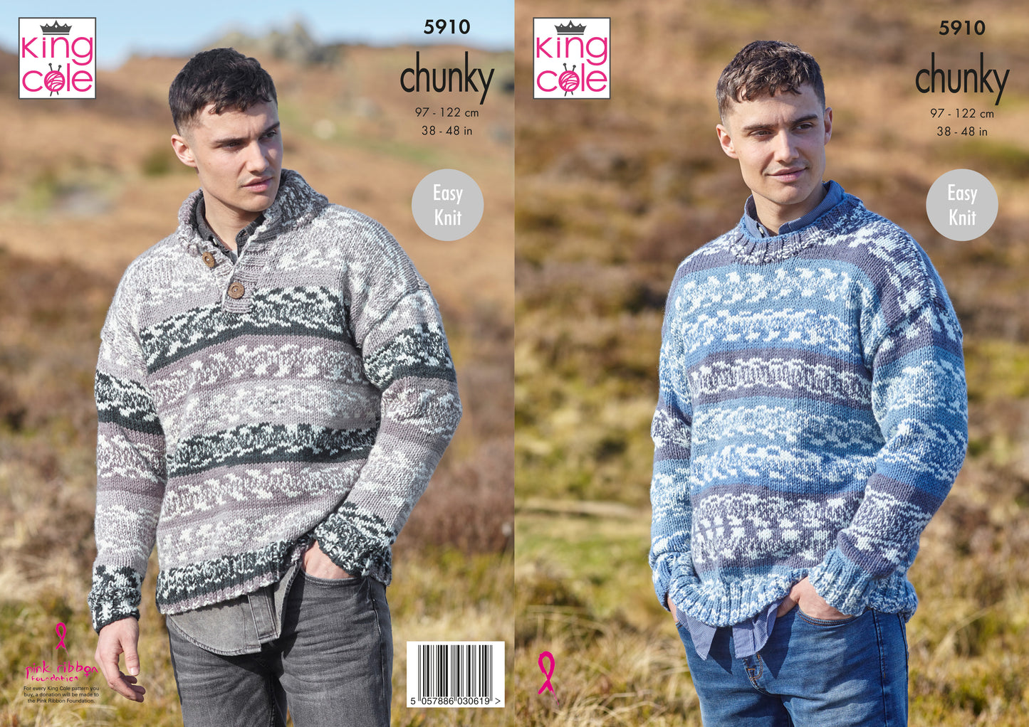 Round & Stand Up Neck Sweaters Knitted in Nordic Chunky 5910