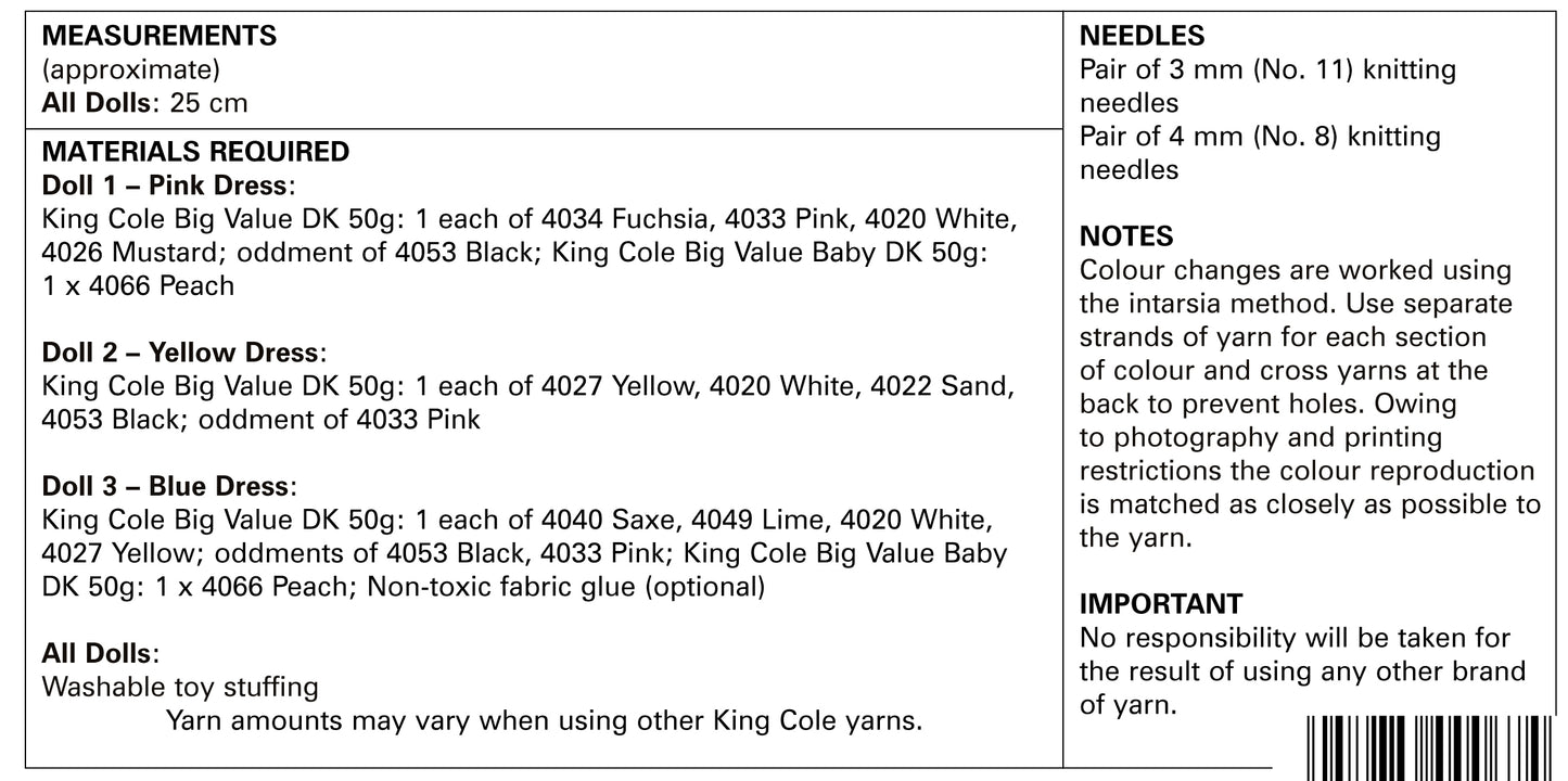 Dolls Knitted in Big Value DK 50g 9102