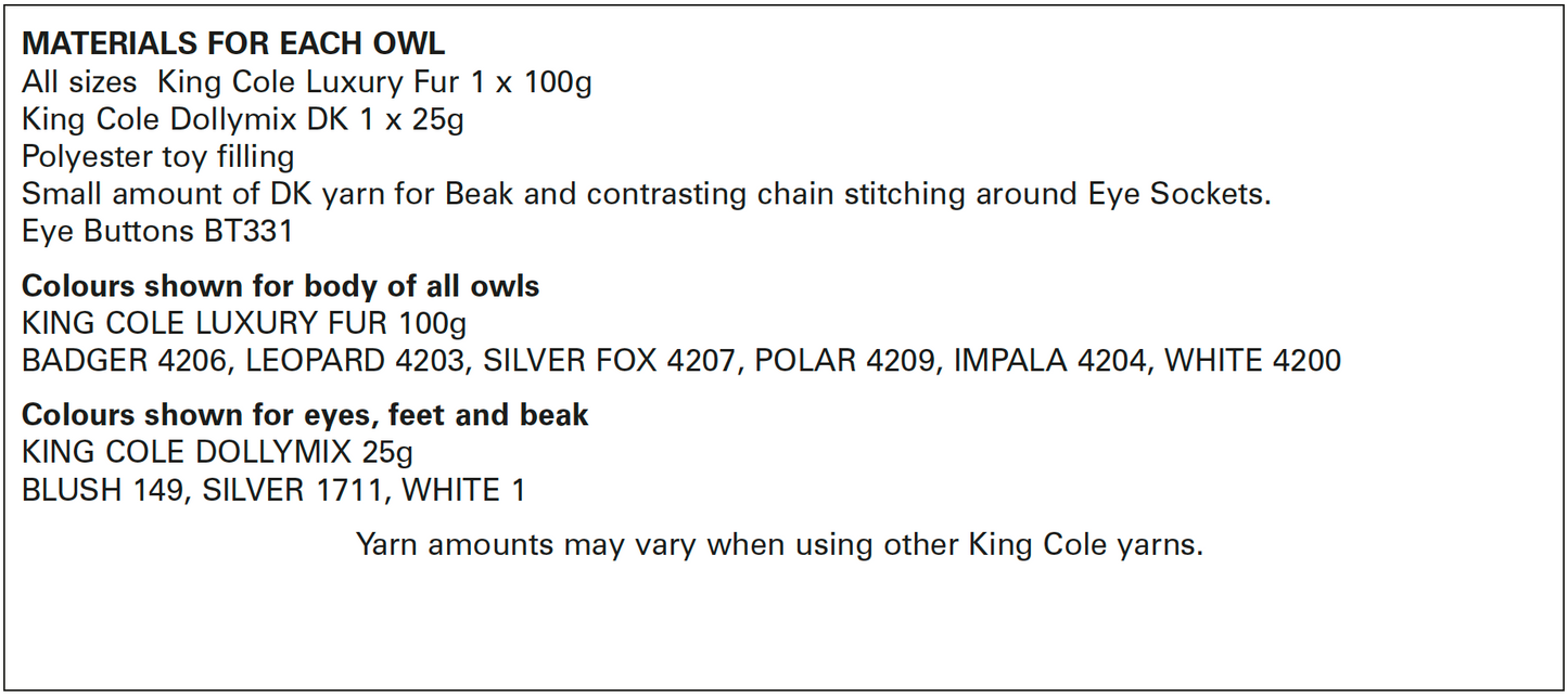 Baby Owls Knitted in Luxury Fur 9122