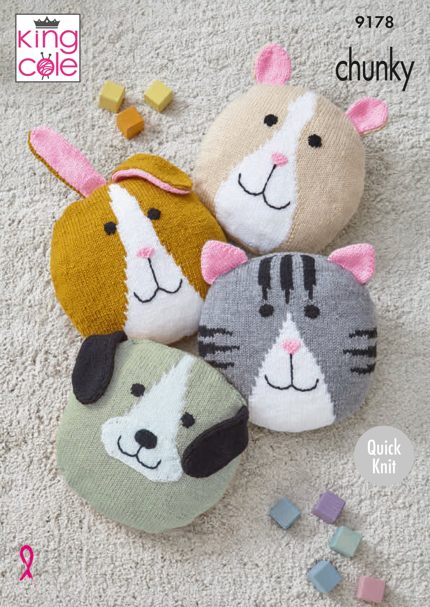 Animal Cushion Covers Knitted in Big Value Chunky 9178