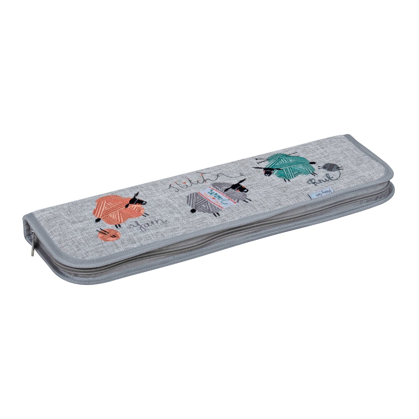 Knitting Pin Case: Embroidered: Knit Happens