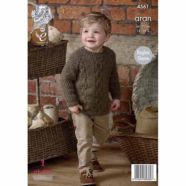 King Cole Raglan Tunic & Cardigan Knitted with Fashion Aran Pattern 4561