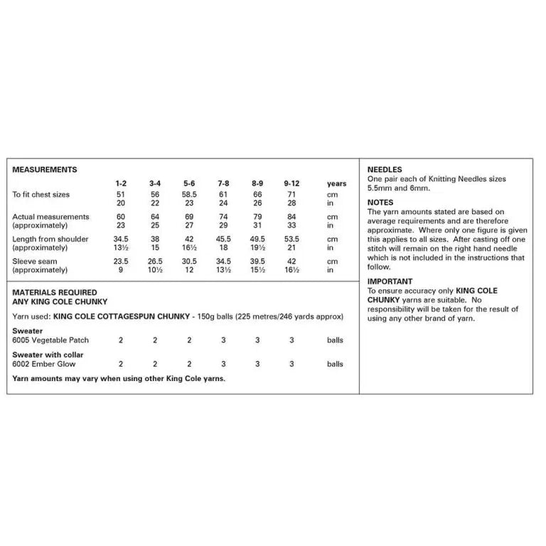 King Cole Sweaters King Cole Pattern 6243