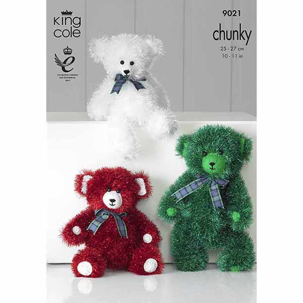 Teddies Knitted with Tinsel Chunky & Dollymix DK
King Cole Pattern 9021