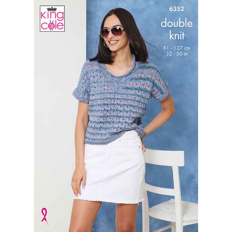 Tops knitted in Jamboree DK
King Cole Pattern 6352