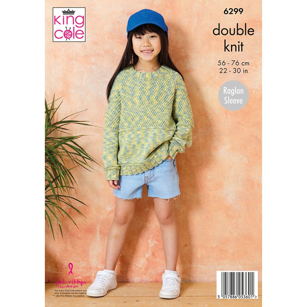 Cardigan and Sweater knitted in Cottonsoft Crystal DK
King Cole Pattern 6299