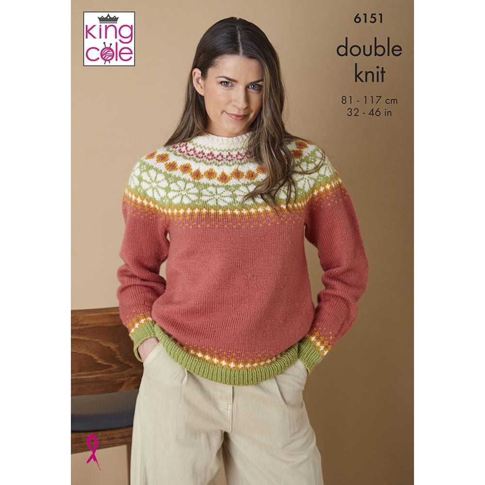 Sweaters knitted in Merino Blend DK 50g
King Cole Pattern 6151