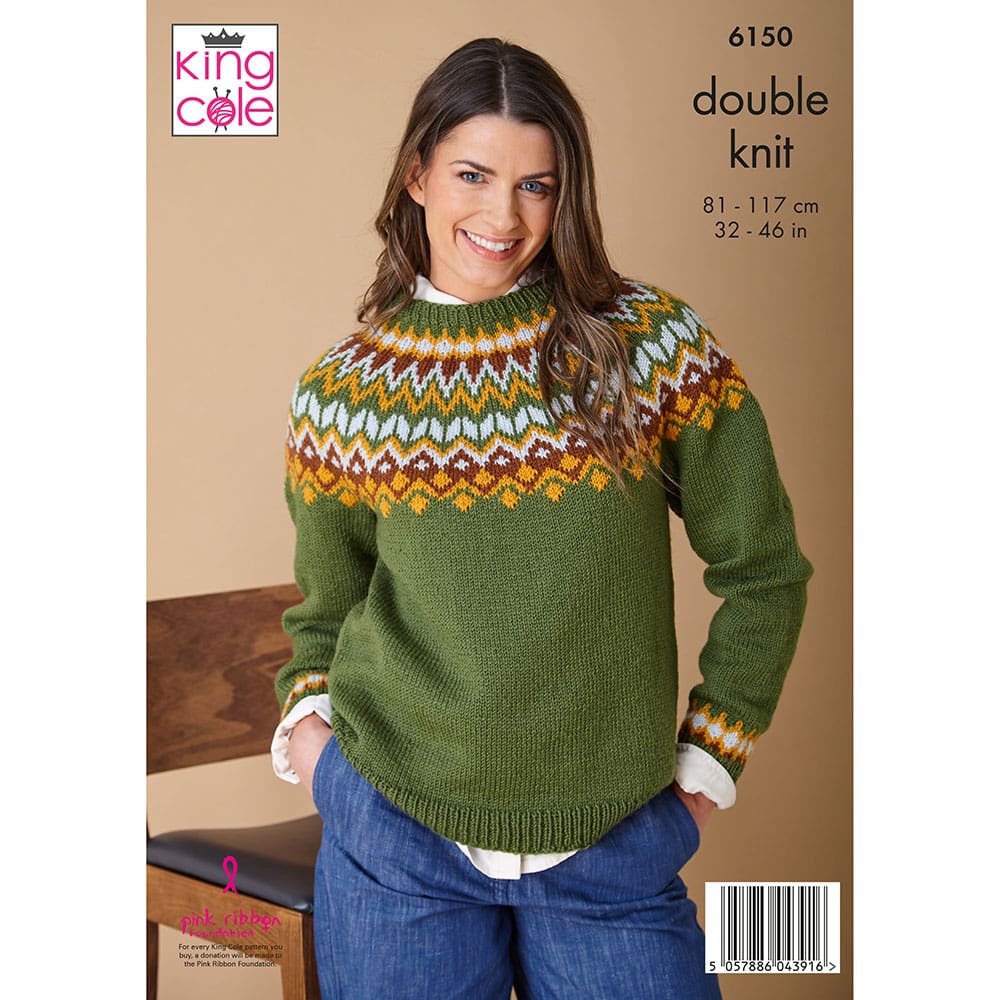 Sweaters knitted in Merino Blend DK 50g
King Cole Pattern 6150