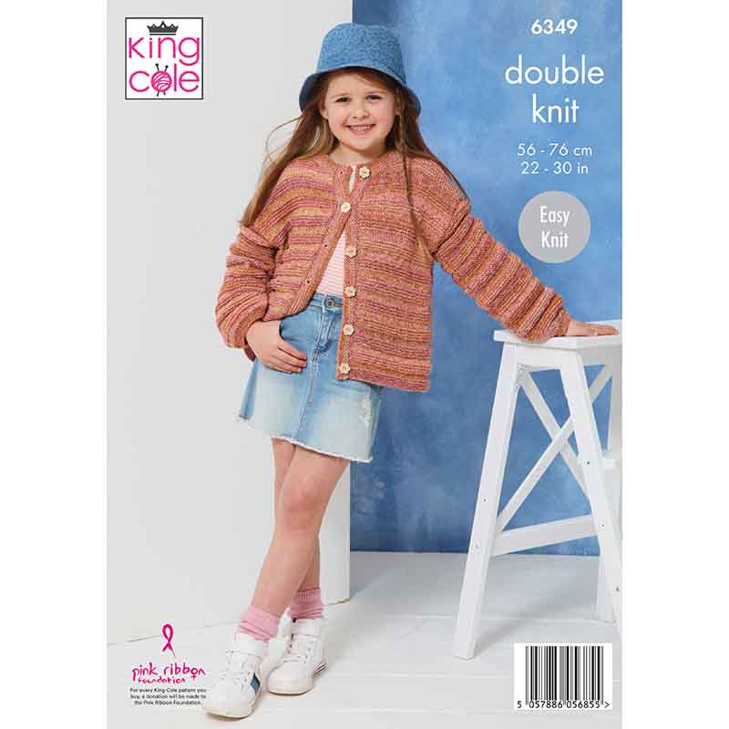 Sweater and Cardigan knitted in Jamboree DK
King Cole Pattern 6349