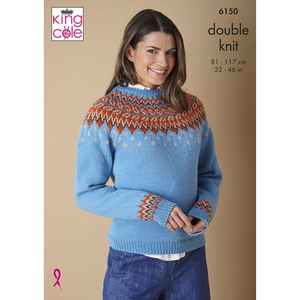 Sweaters knitted in Merino Blend DK 50g
King Cole Pattern 6150