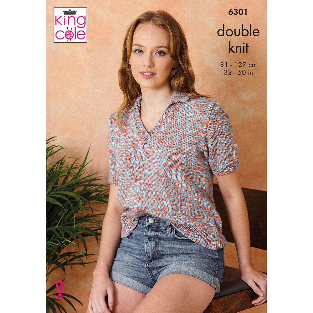 Ladies Tops knitted in Cottonsoft Crystal DK
King Cole Pattern 6301