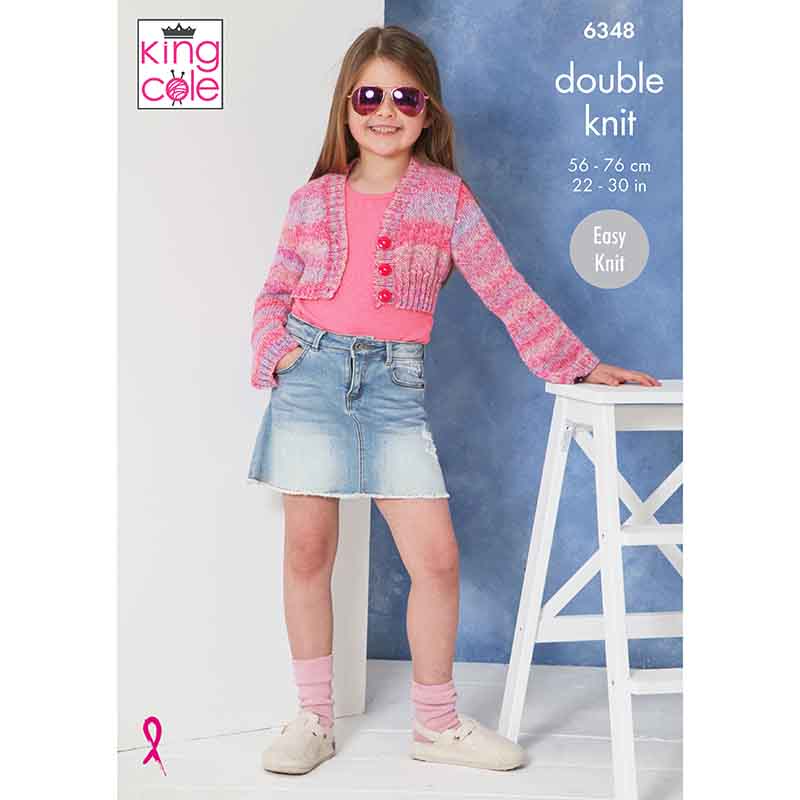 Cardigan and Top knitted in Jamboree DK
King Cole Pattern 6348