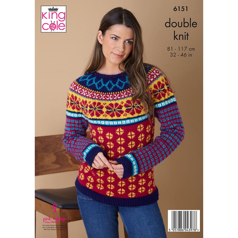 Sweaters knitted in Merino Blend DK 50g
King Cole Pattern 6151