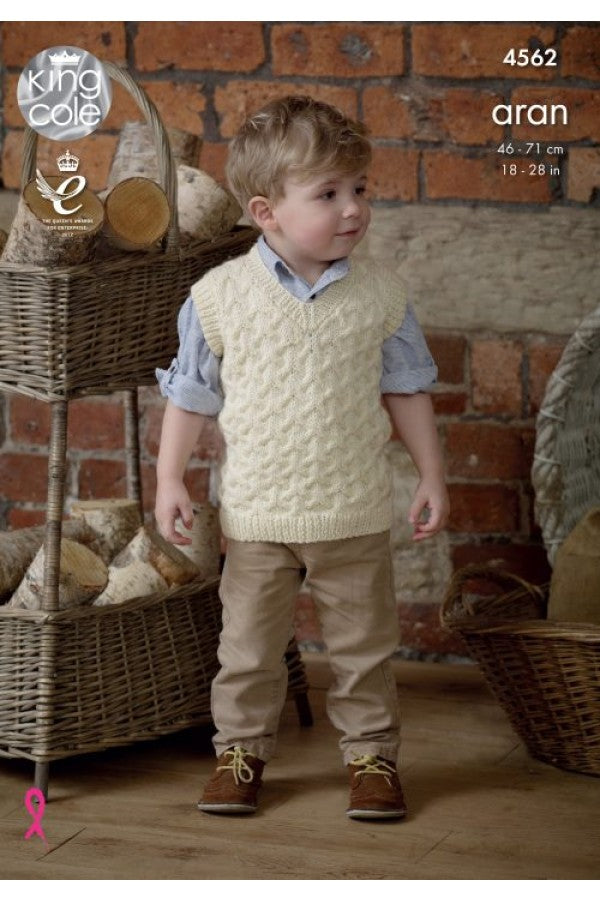 King Cole 4562 Sweater & Vest Top Aran