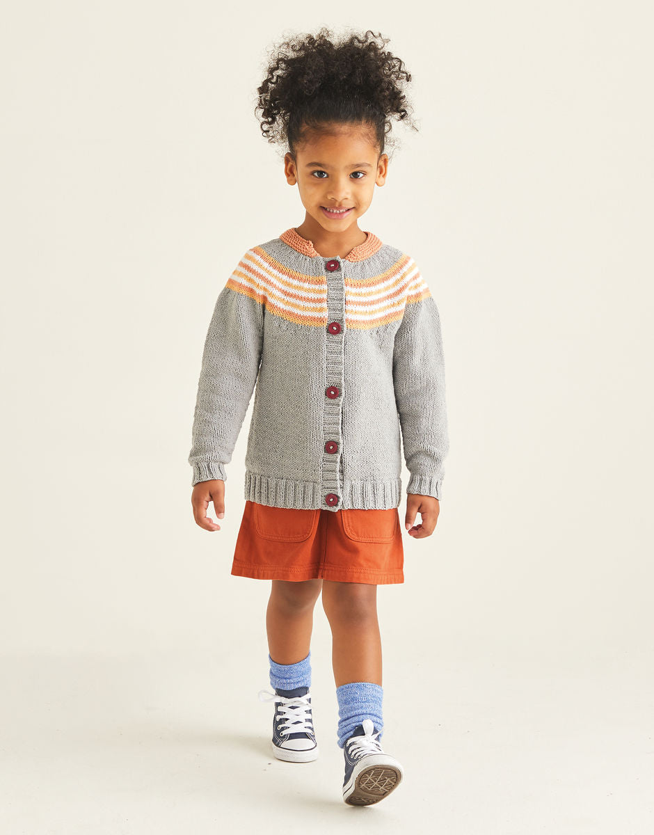 KIDS STRIPED YOKE CARDIGAN DK Age 3-7 2528