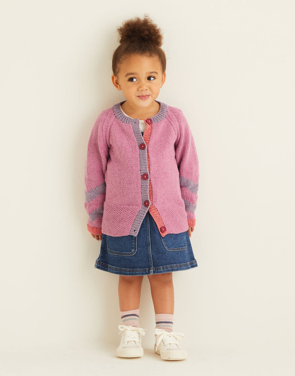 KIDS CHEVRON SLEEVE CARDIGAN DK Age 3-7 2543