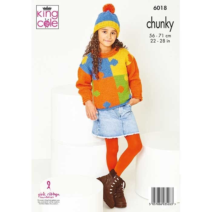 Jigsaw Sweaters Knitted in Big Value Chunky
King Cole Pattern 6018