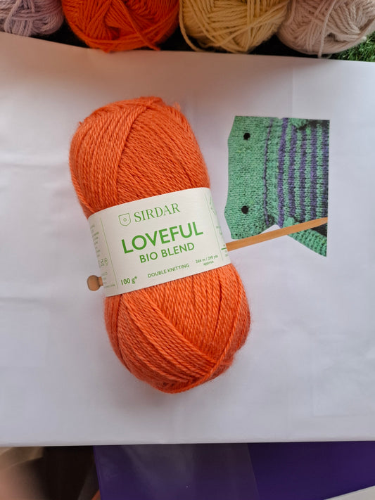 Trumpet Flower Rib Sweater Knitting Kit using Sirdar Loveful Bio Blend DK