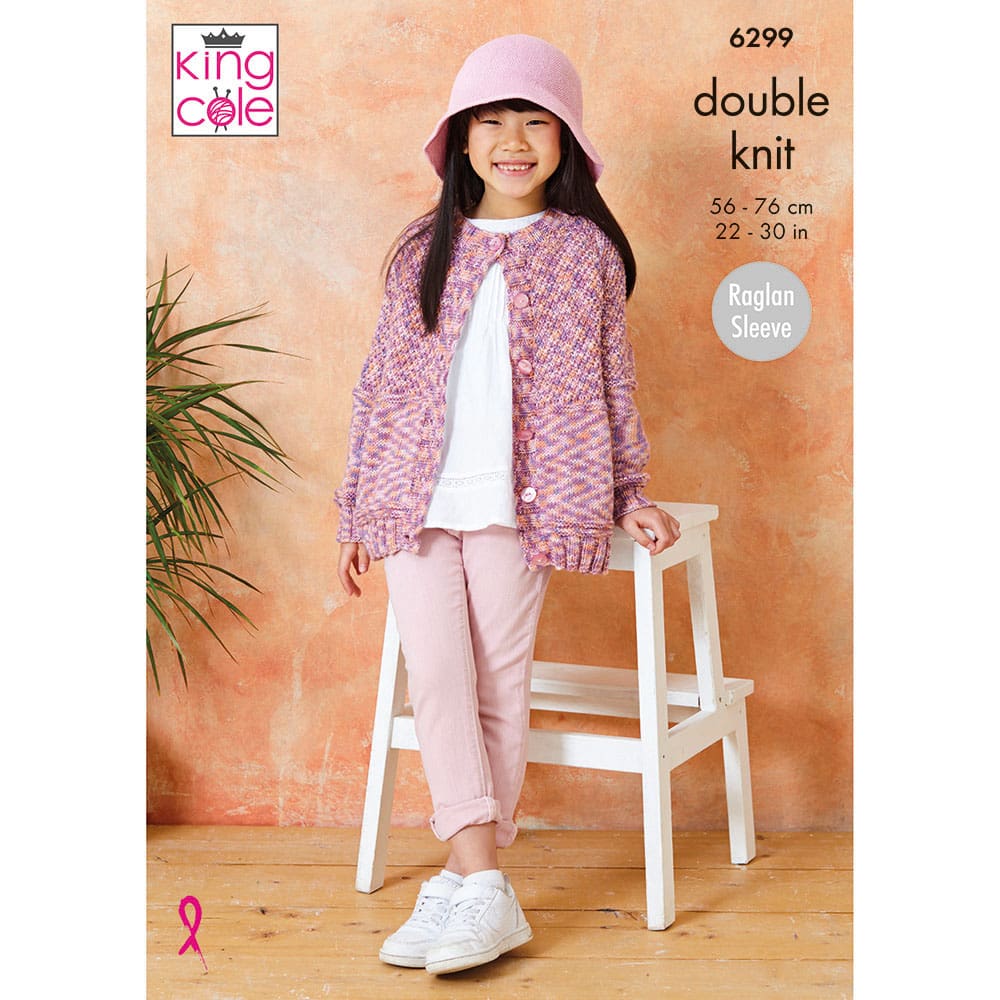 Cardigan and Sweater knitted in Cottonsoft Crystal DK
King Cole Pattern 6299