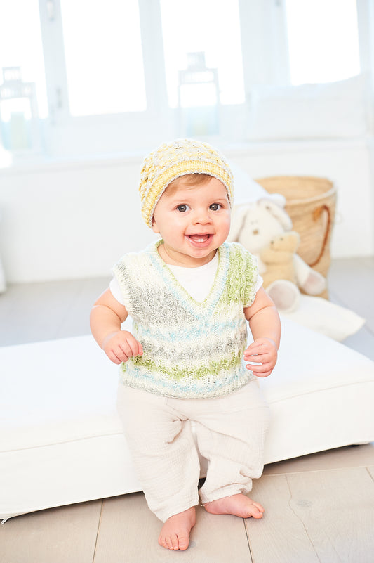 Stylecraft Pattern 10063 - Bambino Prints DK, Bambino DK Tank Top, Sweater & Hat