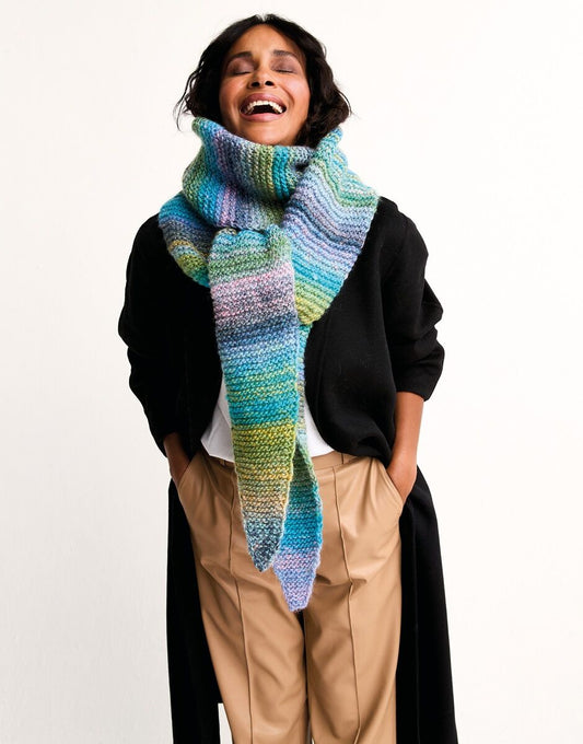 Sirdar STRATA TIE-STYLE SCARF KNITTING PATTERN IN JEWELSPUN WITH WOOL CHUNKY 10807