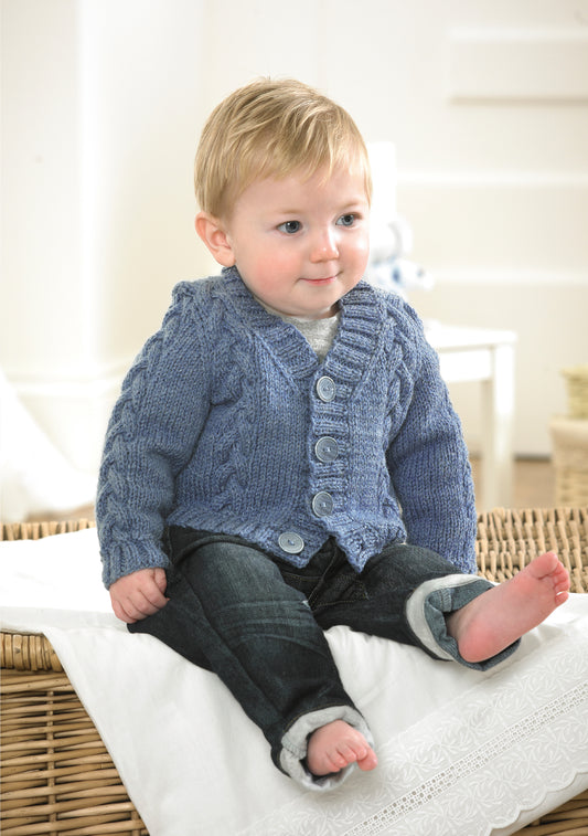 King Cole Waistcoat, Cardigan, Slipover and Sweater Knitted with Big Value Baby DK Pattern 415