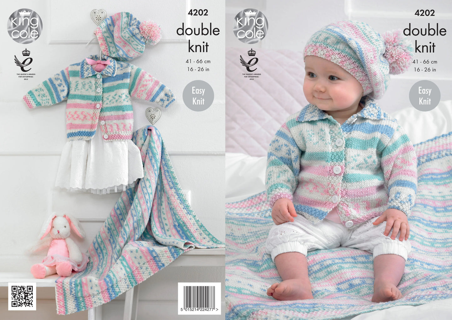 King Cole Babies’ Cardigan, Blanket and Beret Knitted in Cherish DK 4202