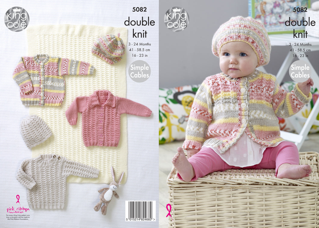 King Cole Blankets, Sweaters, Cardigans & Hats Knitted in Cherish & Cherished DK 5082