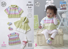 Load image into Gallery viewer, King Cole Cape, Top &amp; Bootees Knitted in Cherish &amp; Cherished DK 5084
