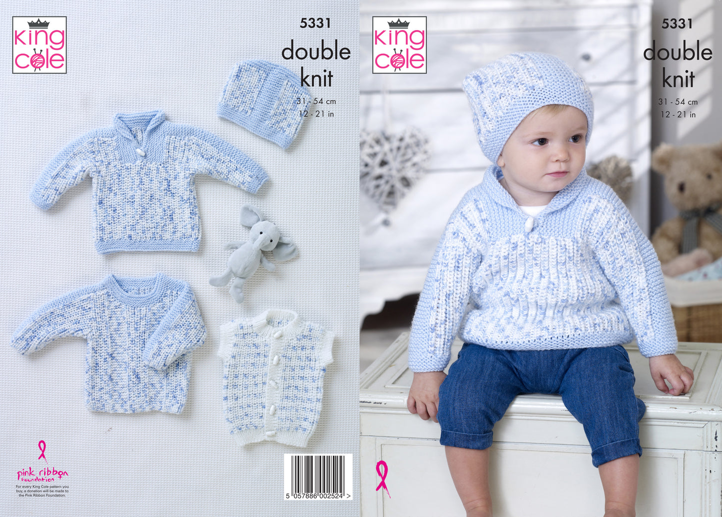 Sweaters, Gilet & Hat Knitted in Cherish Dash DK 5331