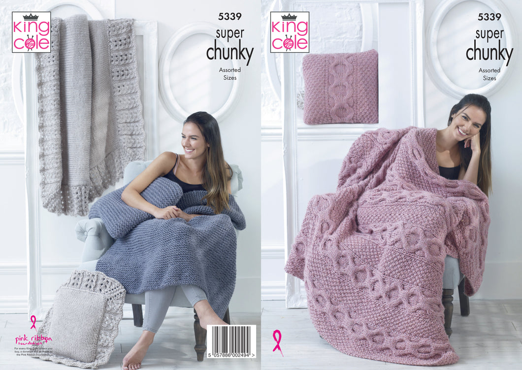 Blankets & Cushions Knitted in Big Value Super Chunky 5339