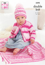 Load image into Gallery viewer, Cardigan, Hat &amp; Blanket Knitted in Stripe DK 5592
