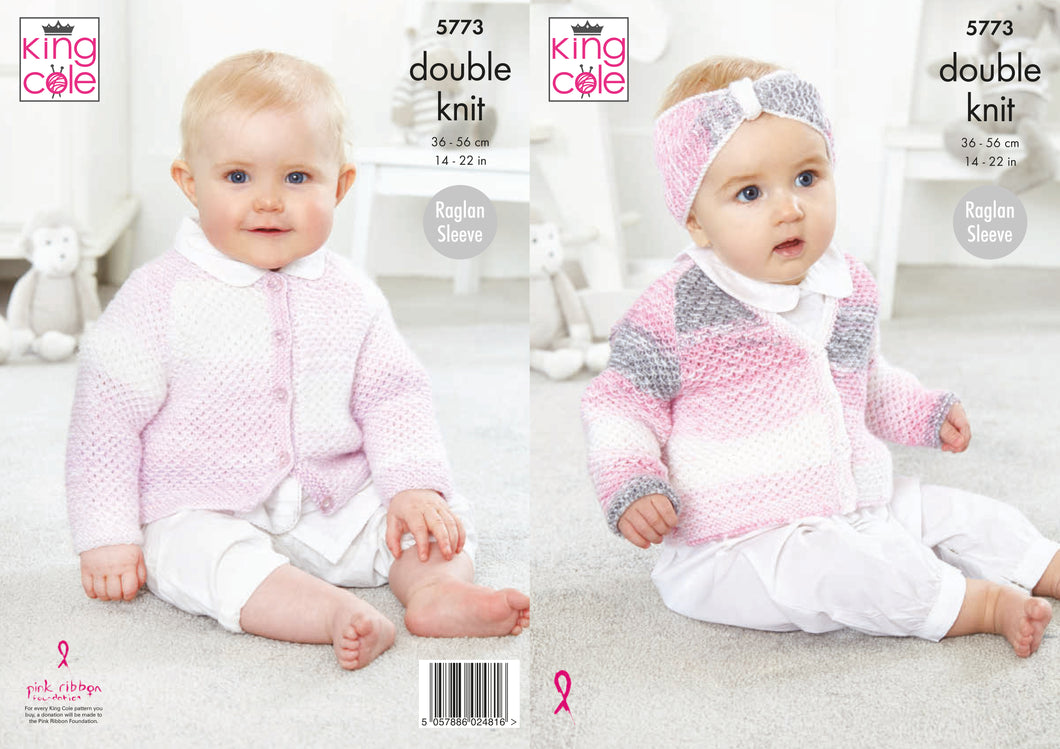 Round and V Neck Cardigans: Knitted in Baby Pure DK 5773