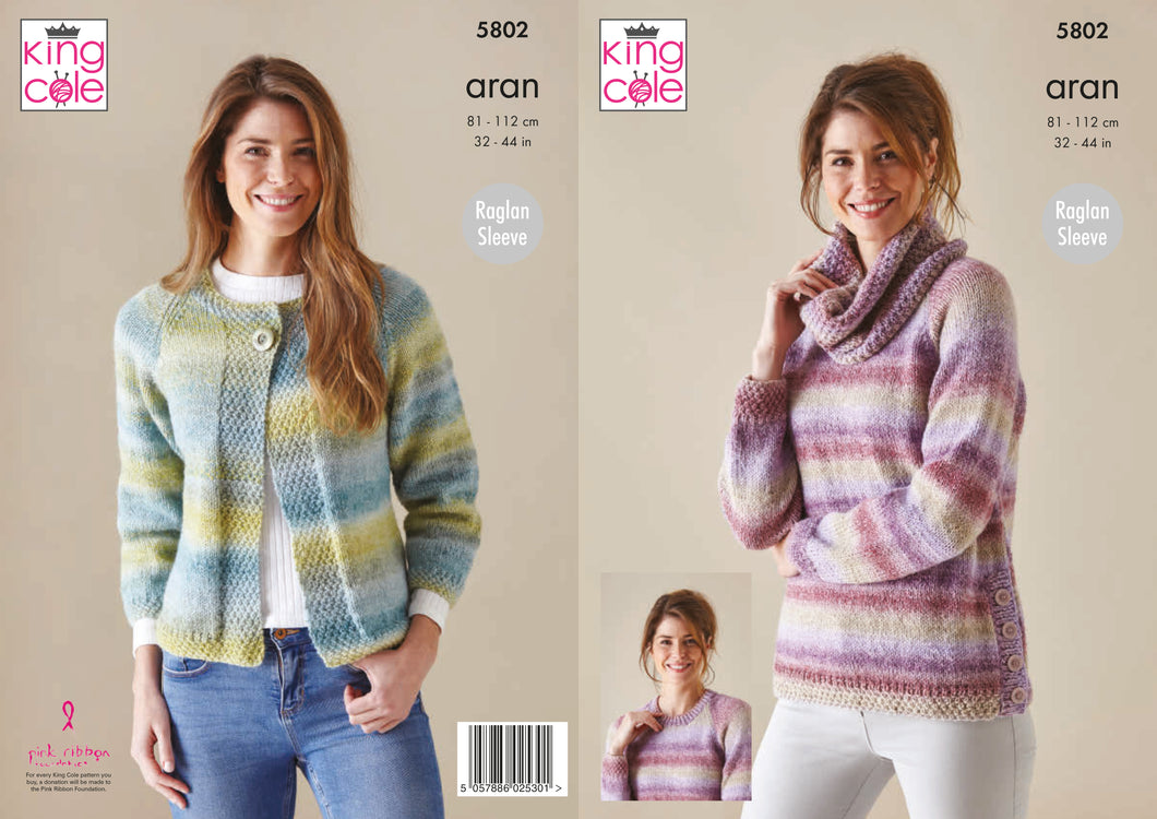 Cardigan, Sweater & Cowl Knitted in Acorn Aran 5802