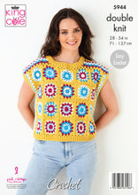 Load image into Gallery viewer, Granny Square Pattern: Jumper and Alternative Capped Sleeve Top Crocheted in King Cole Cottonsoft DK 5943

