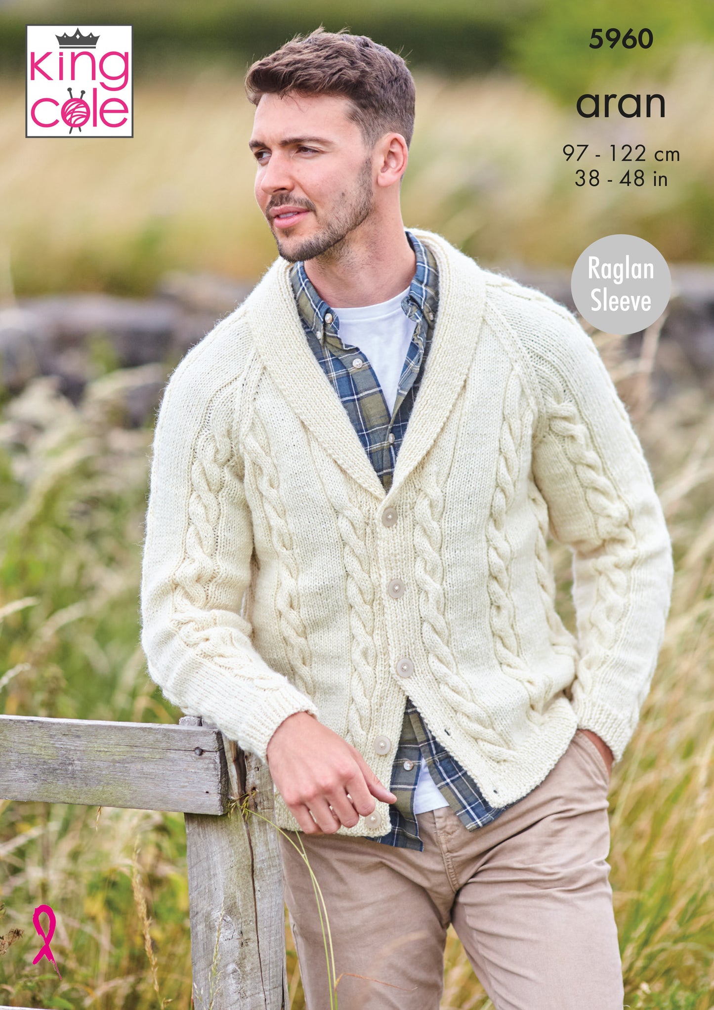 V & Shawl Collared Cardigans Knitted in Wool Aran 5960