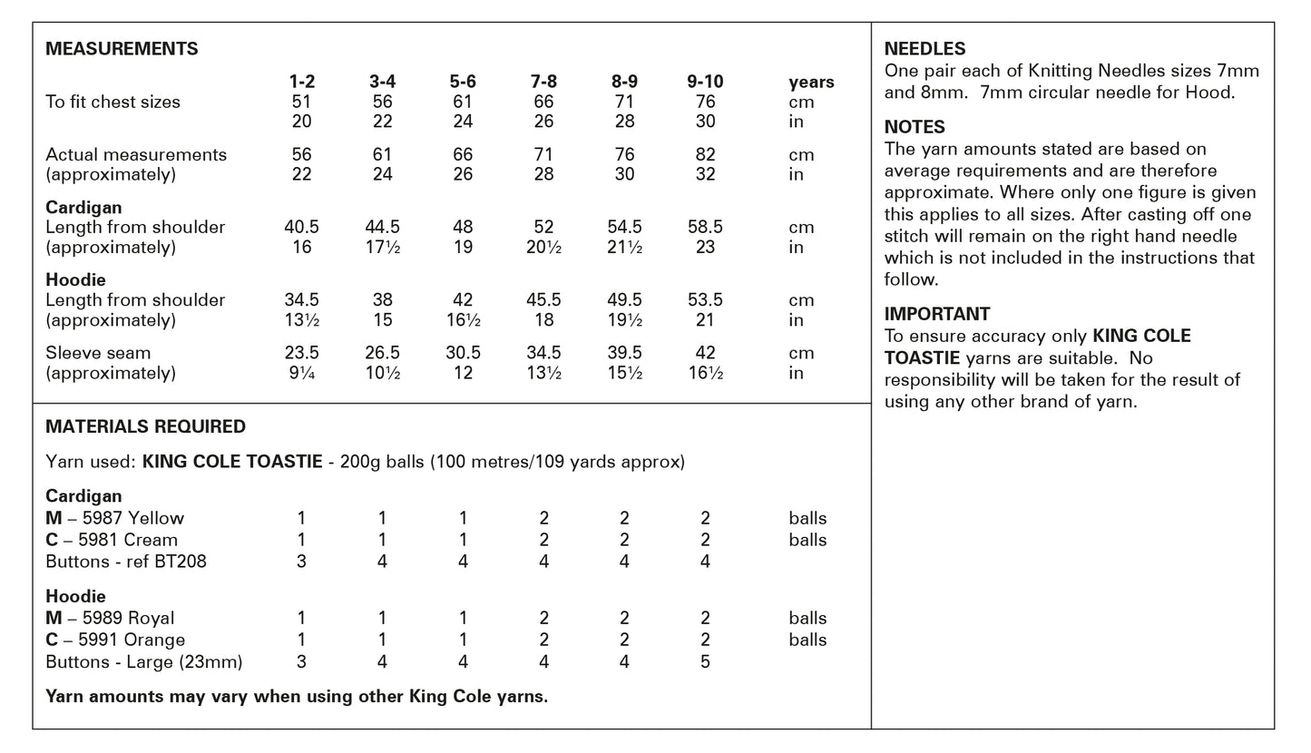 King Cole Cardigan & Hoodie Knitted in Toastie 6230