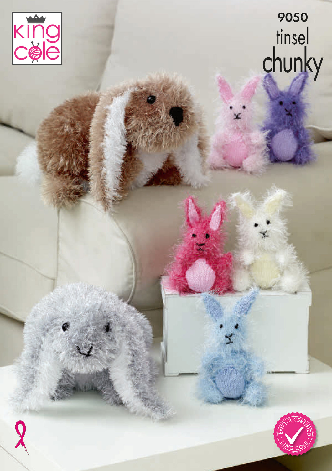 Rabbits Knitted with Tinsel Chunky & Dollymix DK 9050