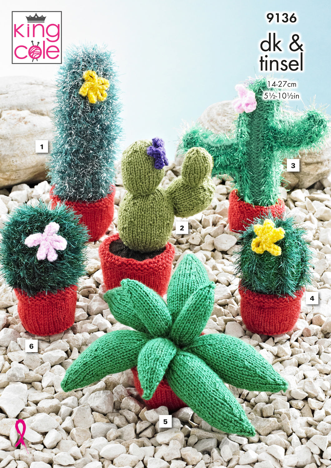 Cacti Knitted in Tinsel Chunky, Pricewise DK & Dollymix DK 9136