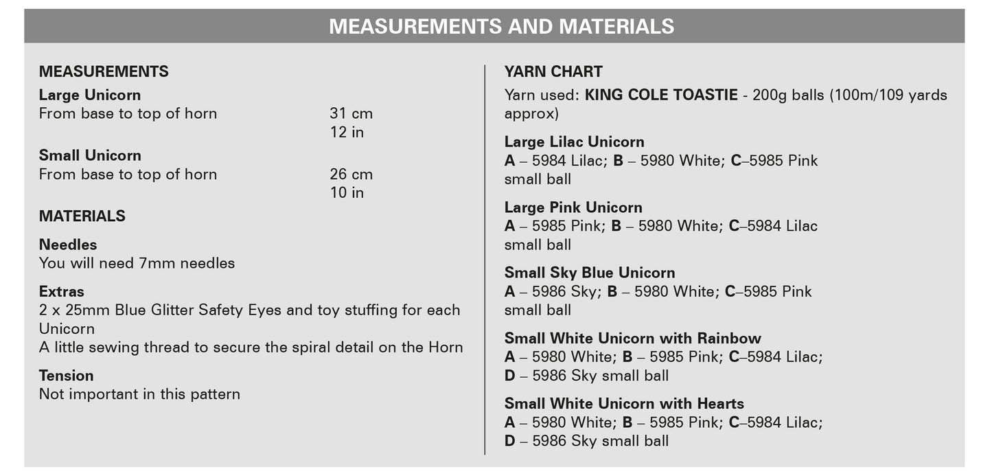 King Cole Unicorns Knitted in Toastie 9193