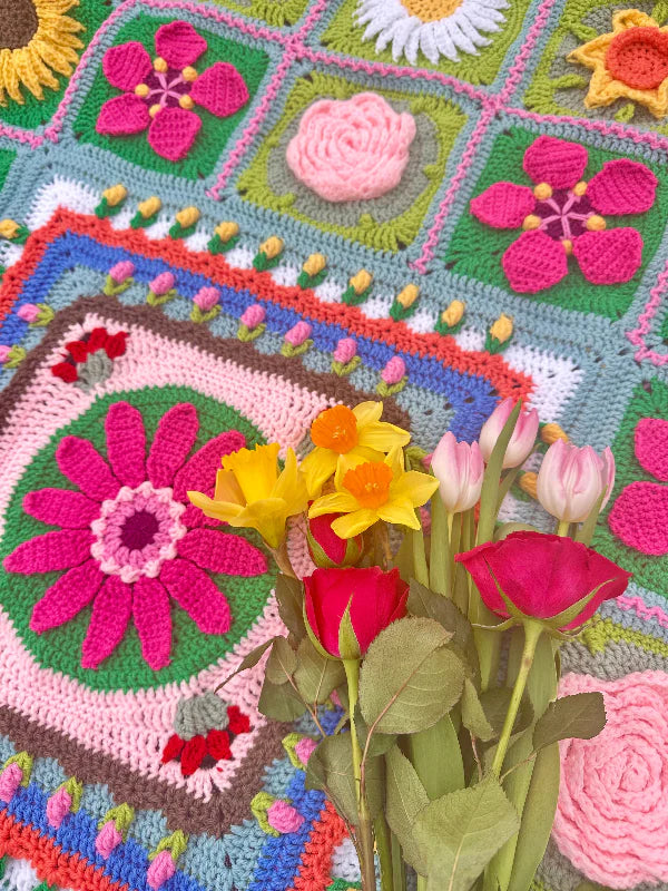Say It With Flowers Crochet Along Blanket CAL in King Cole Big Value Dk - by Eleonora Tully of Coastal Crochet