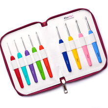 Load image into Gallery viewer, Knit Pro Waves Aluminium Crochet Hook Set: 9 Pieces in Pink Fabric Case
