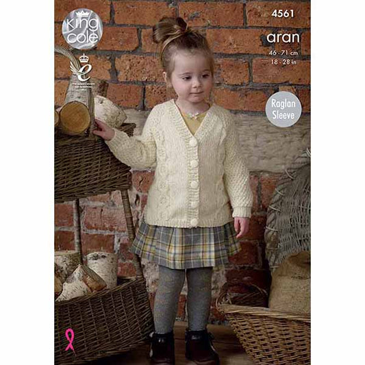 King Cole Raglan Tunic & Cardigan Knitted with Fashion Aran Pattern 4561